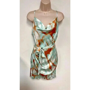 Simplee Womens Multicolor Tie Dye Sleeveless‎ Waist Tie Mini Dress Medium NWT